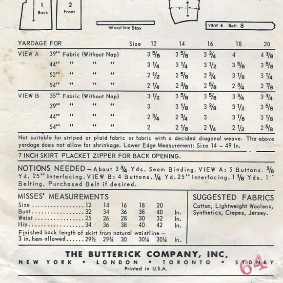 Vintage 60s Dress Pattern, Roll Collar Sheath Dress, Butterick 8699, 34" Bust - Picture 4 of 8